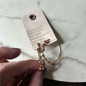 Anthropologie Gold Hoop Earrings with Pink and Peach Crystals